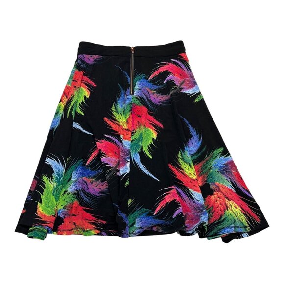 Carmen Marc Valvo Skirt Womens 4 Black Abstract Floral Jersey Knit‎ Midi Artsy - Picture 2 of 7